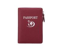 Clip for biglietto aereo da viaggio con portafoglio for passaporto RFID multifunzionale transfrontaliero, comodo modello litchi portatile per Documenti di Viaggio(Wine red)