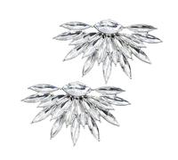 Clip Gioiello per Scarpe in Vetro 2 Pezzi Argento 5,8x3,4x0,8cm | Lega di Alluminio, per Mocassini e Sandali, Foto e Laurea, Stile Versatile senza Modifiche Permanenti