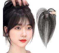 Clip In Bangs, 360° 3D Cover Hair Topper Con Bangs, Parrucca Con Frangia Finta Nera Naturale Extension for Capelli Con Frangia In Capelli Umani Veri for Donne