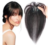 Clip in Bangs, clip naturale in capelli umani margini, realistica copritura a 360 ° colpi di capelli, clip di frangia per capelli traspiranti per donne