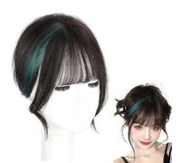 Clip In Bangs Con Riflessi Blu Toppers for Capelli 3D A 360° for Donna Parrucche for Capelli 100% Veri Umani Extension for Capelli Neri Naturali for L'uso Quotidiano