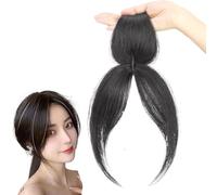 Clip in Bangs Side Apted Hair toppers per veri e propri capelli umani 360 ° Copertina pezzi di frantumi falsi clip nelle estensioni dei capelli per le donne abbigliamento quotidiano, nero naturale, t