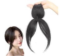 Clip in Bangs Side Apted Hair toppers per veri e propri capelli umani a 360 ° pezzi di copertura falsi per le estensioni per le donne abbigliamento quotidiano, nero naturale.