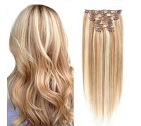 Clip in estensioni dei capelli per le donne, clip dritta senza cuciture in estensioni dei capelli umani, set di 7 pezzi capelli umani reali, # 12/613,24inch (60cm) 100g
