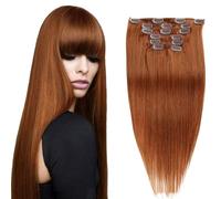 Clip in Estensioni dei Capelli Umani 16 Pollici/18 Pollici/24 Pollici Veri Capelli Umani 7 Pezzi Set per le Donne Groviglio Libero, Colorabile, Resistente al Calore, # 30,18inch (45cm)