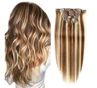 Clip in Estensioni Dei Capelli Veri Dei Capelli Umani, Permanente E Tingibili Capelli Naturali, 10 Pz Set Clip In Estensioni Dei Capelli Per Le Donne,24inch (60cm) 160g