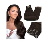 Clip in Extension for capelli Clip for capelli umani, 7 pezzi 120g Extension for capelli a doppia trama Capelli umani for donna Facile installazione e rimozione(Darkest Brown,12inches)