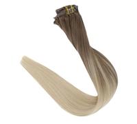 Clip In Extension Per Capelli Umani 120 G Senza Soluzione Di Continuità, Clip Invisibili, Extension Per Capelli Umani Remy Balayage Colore Biondo