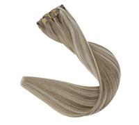 Clip In Extension Per Capelli Umani 120 G Senza Soluzione Di Continuità, Clip Invisibili, Extension Per Capelli Umani Remy Balayage Colore Biondo