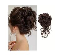 clip in pezzo di capelli Chignon morbido e spettinato, sintetico, ondulato, riccio, elastico, con estensione for coda di cavallo finta(2M33)