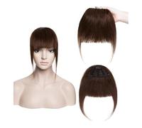 Clip in-Pony, capelli veri, capelli veri spessi, per donne, capelli con clip in (marrone scuro)