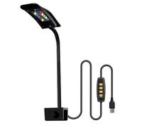 Clip Luce per Acquario, 6 W DC 5V Lampada Mini per Acquari Mobile Dimmerabile con Rotazione a 360°, Illuminazione LED per Serbatoio Pesci da Spessore Vetro di 2 cm/0,78"