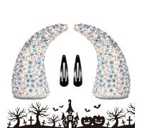 Clip Magnetici Per Capelli Design a corna con strass Halloween Cosplay