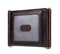Clip moneta in pelle in pelle di mucca portafoglio di carta slim wormedold maschio morsetto in contanti mandato tasca per moneta ， marrone scuro