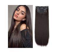 Clip nelle estensioni dei capelli 4 pezzi/set 24" pezzo di capelli lunghi lisci e spessi clip di capelli sintetici nelle estensioni dei capelli for le donne 180g estensioni dei capelli sintetici a tes