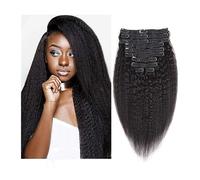 Clip nelle estensioni dei capelli 8Pcs Clip diritta crespa nelle estensioni dei capelli umani Remy Clip diritta a testa piena in veri capelli umani for donne nere Capelli umani brasiliani Clip per est
