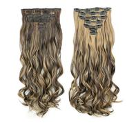 Clip nelle estensioni dei capelli Capelli sintetici 140 g 7 pezzi/lotto fibra resistente al calore posticci for onda del corpo 24 pollici for le donne Hair Extensions(4H27)