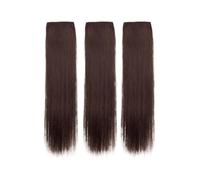 Clip nelle estensioni dei capelli Capelli umani for le donne | 3 pezzi, aspetto dritto extra lungo, clip invisibili di trama in PU(Brown,16inch)