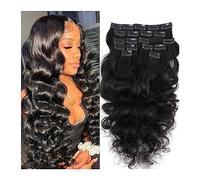 Clip nelle estensioni dei capelli Clip nelle estensioni dei capelli umani dell'onda naturale Estensioni dei capelli umani vergini neri naturali di Remy for le donne alla moda 8 pezzi/set doppia tram