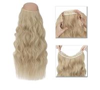 Clip nelle estensioni dei capelli Estensioni dei capelli sintetici 20-24 pollici Estensioni dei capelli artificiali del filo invisibile 4 Clip Falso Pezzo di capelli ondulati lunghi finti Biondo for d