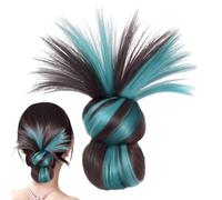 Clip On Buns - Extension per capelli, coda di cavallo corta con pinza a artiglio, parrucca sintetica con piume per styling rapido nella vita di tutti i giorni, festival, parrucca sintetica da