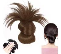 Clip-On Feathered Bun Wig,Hgyugrf Messy Bun Hair Piece,Claw Clip Messy Buns Hair Piece,for Women Daily Wear. (Light Brown)