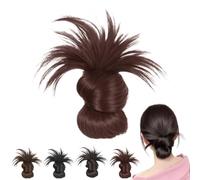 Clip-On Feathered Bun Wig, Hgyugrf Messy Bun Hair Piece, Soft Hairs Buns Daily Wear, for Women and Girls (Dark Brown)