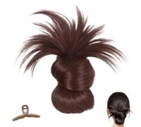 Clip-On Feathered Bun Wig, Hgyugrf Messy Bun Hairs Piece, Claw Clip Messy Buns Hair Piece, Increase Hair Volume Easily, Wig Bun Hairs Extensions For Women With Thinning Hair (Brown)