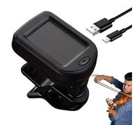 Clip On Guitar Tuner, Rechargeable Bass Tuner Clip On, 1.18x1.77x1.77 in Digital LCD Display, 360 Degree Rotation, string instrument tuning, Ideal for Ukulele, Banjo, and Violin