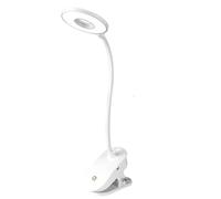 Clip on Light 6000-7000K 1200mAh Lampada da tavolo a LED rotonda ricaricabile con interruttore tattile sul collo flessibile Lampada da tavolo da 2 W per la lettura Clip on sul morsetto della lampa