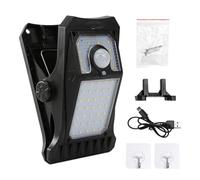 Clip On Solar Lights - 3-Mode Motion Sensor Bright LED With USB Rechargeable Waterproof Design | For Garden Patio Porch Pathway Deck Fence Wall Gutter Terrace Landscape Home Indoor Fences Drains Three