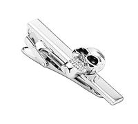 Clip on Ties for Men, Mens Clip on Tie Black Skull Stainless Steel Men's Tie Clip Unisex Womens Tie Clip on Birthday Gifts for Women Tie Accessories