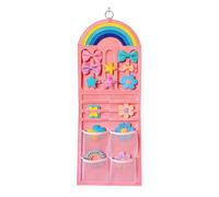 Clip Organizer - Cloth, 13.78x36.22in Storage Organizer Rainbow Wall-Mounted | Hair Claw Clips And Accessories Hanger With Mesh Pocket, Hair Bow Organizers For Daughters, Kids, Girls, Closets, Bedroom
