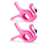 Clip per Asciugamani da Spiaggia, 2pcs Mollette per Asciugamani da Spiaggia per Lettini e Sedie a Sdraio, Clip da Viaggio Sicure per spiaggina, Giardino, Piscina(Fenicottero)