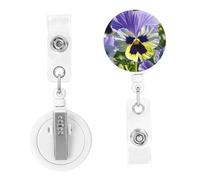 Clip per badge ID nome porta badge bobine in plastica leggera viola del pensiero perfezione badge bobina nome badge bobina clip ID badge clip carino clip da cintura per infermiere ID porta carte