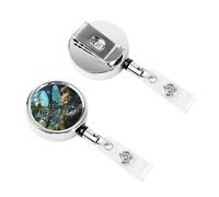 Clip per badge retrattile, resistente, porta badge retrattile, due libellule, porta carte d'identità, per donne e dottori