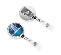 Clip per badge retrattile, resistente, retrattile, a cascata, blu, alle Hawaii, porta carte d'identità, per donne e dottori