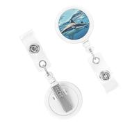 Clip per badge retrattili per badge identificativi, animali marini, squalo, clip per badge in plastica leggera, moschettone portachiavi carino clip da cintura per badge infermiere medici