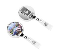 Clip per badge retrattili, resistente, retrattile, bella scena primaverile, porta carte d'identità, per donne e dottori
