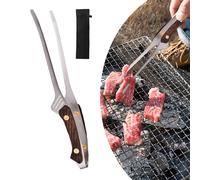 Clip per Barbecue in Acciaio Inox 24 cm con Impugnatura in Noce Strumento di Cot
