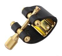 Clip per bocchino per sassofono personalizzabile con opzioni a doppia testa flauto e corpo in pelle PU per l'uso su bocchini compatibili di dimensioni standard (A)