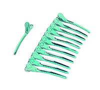 Clip per capelli a becco d'anatra in acciaio per parrucchiere Clip per acconciatura professionale per capelli per salone di barbiere Rosa Viola Verde Oro 12 pezzi (Verde)