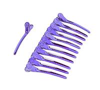 Clip per capelli a becco d'anatra in acciaio per parrucchiere Clip per acconciatura professionale per capelli per salone di barbiere Rosa Viola Verde Oro 12 pezzi (Viola)