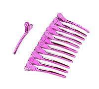 Clip per capelli a becco d'anatra in acciaio per parrucchiere Clip per acconciatura professionale per capelli per salone di barbiere Rosa Viola Verde Oro 12 pezzi (Rosa)