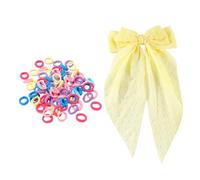 Clip Per Capelli A Prua Giallo Da 1 Pezzo E Anelli Di Capelli Elastici Da 100 Pezzi, Clip Per Capelli Elei E Semplici, Decorazioni Per Acconciature, Accessori Per Capelli Da Donna.