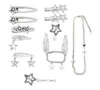 Clip Per Capelli A Stelle A 10 Pezzi E Collana A Stelle A 1 Pece, Clip Per Capelli In Metallo, Clip Per Capelli Alla Moda E Semplici, Accessori Per Capelli Retrò, Accessori Per Abbigliamento