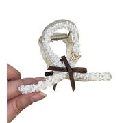 Clip per capelli Clip per capelli Morsetti per capelli Cattura capelli carini Nastro arco marrone Barrettes perline forcina per le ragazze