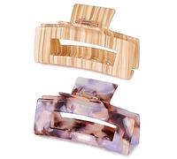 Clip per capelli con guscio di tartaruga grande per donne Clip per capelli ricci sottili spessi 9,7 cm Acetato di cellulosa Clip per capelli antiscivolo Accessori per capelli quadrati per ragazze