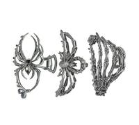 Clip per capelli di Halloween - Clip per artiglio goth | Crilaw Creative Goth Metal Claw | 3 pezzi decorativi SPOOKY SPIDER SKELETON CHILS Clips for Women Girls Fall Farty Cosplay Stage Performance