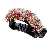 clip per capelli Morsetto for capelli con fermaglio for coda di cavallo con strass da donna(Red)